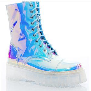 Sparkl Fairy Couture IRIDESCENT COMBAT BOOT  Size 10